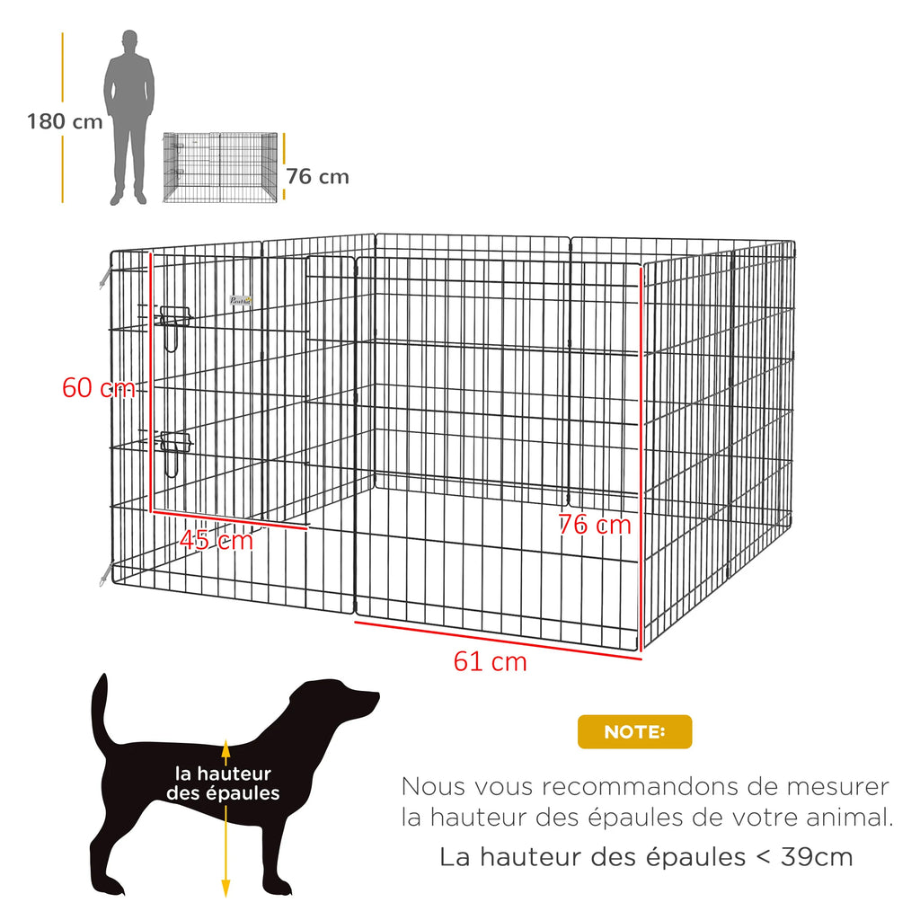 Détail de la structure métallique de l'enclos modulable
