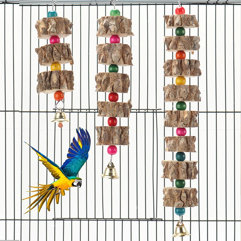 Jouet à mordiller en bois pour oiseau - vue d'ensemble
