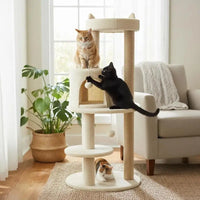 Arbre à chat avec griffoirs blanc crème