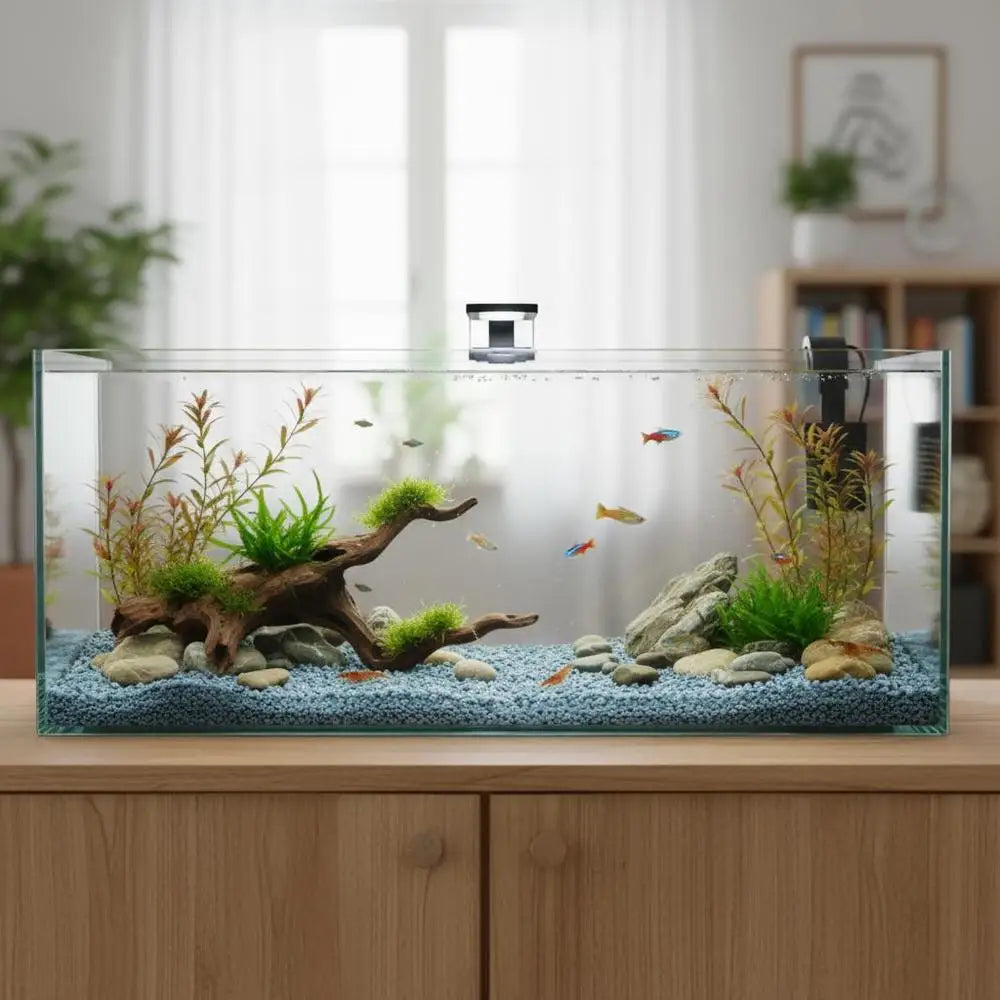 Aquarium rectangulaire en verre design minimaliste