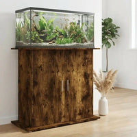 Meuble d'aquarium en bois chêne fumé