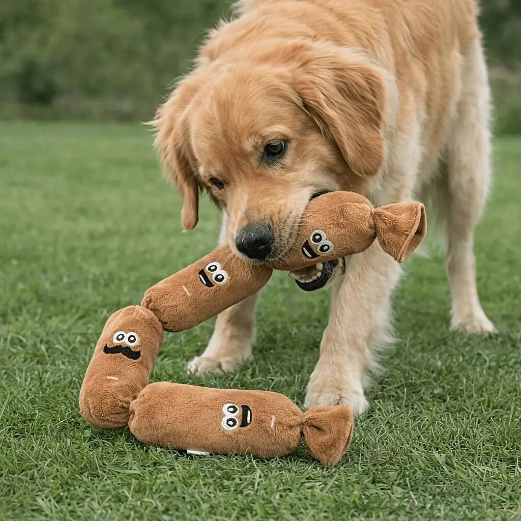 Jouet pour chien en lin et polaire en situation, vue 3