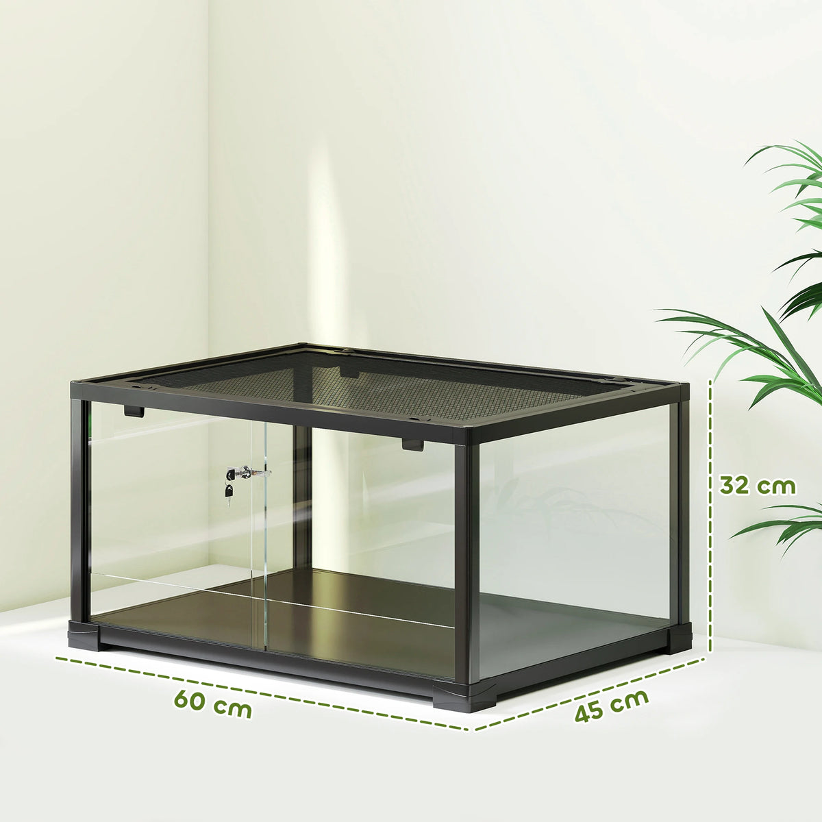 Terrarium en verre 86L, vue de face